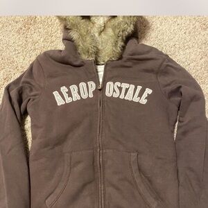 Aeropostale Brown Jacket with Faux Fur